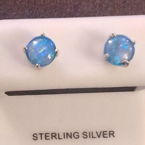 Blue Opal Sterling Silver Earrings